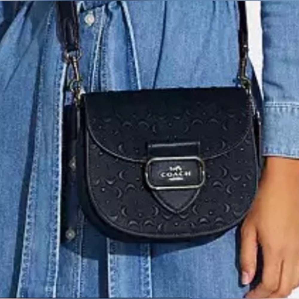 Coach Dark Embossed Leather Shoulder Bag - Picture 6 of 16